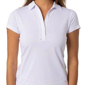 Golftini: Women's Short Sleeve Ruffle Tech Polo - White
